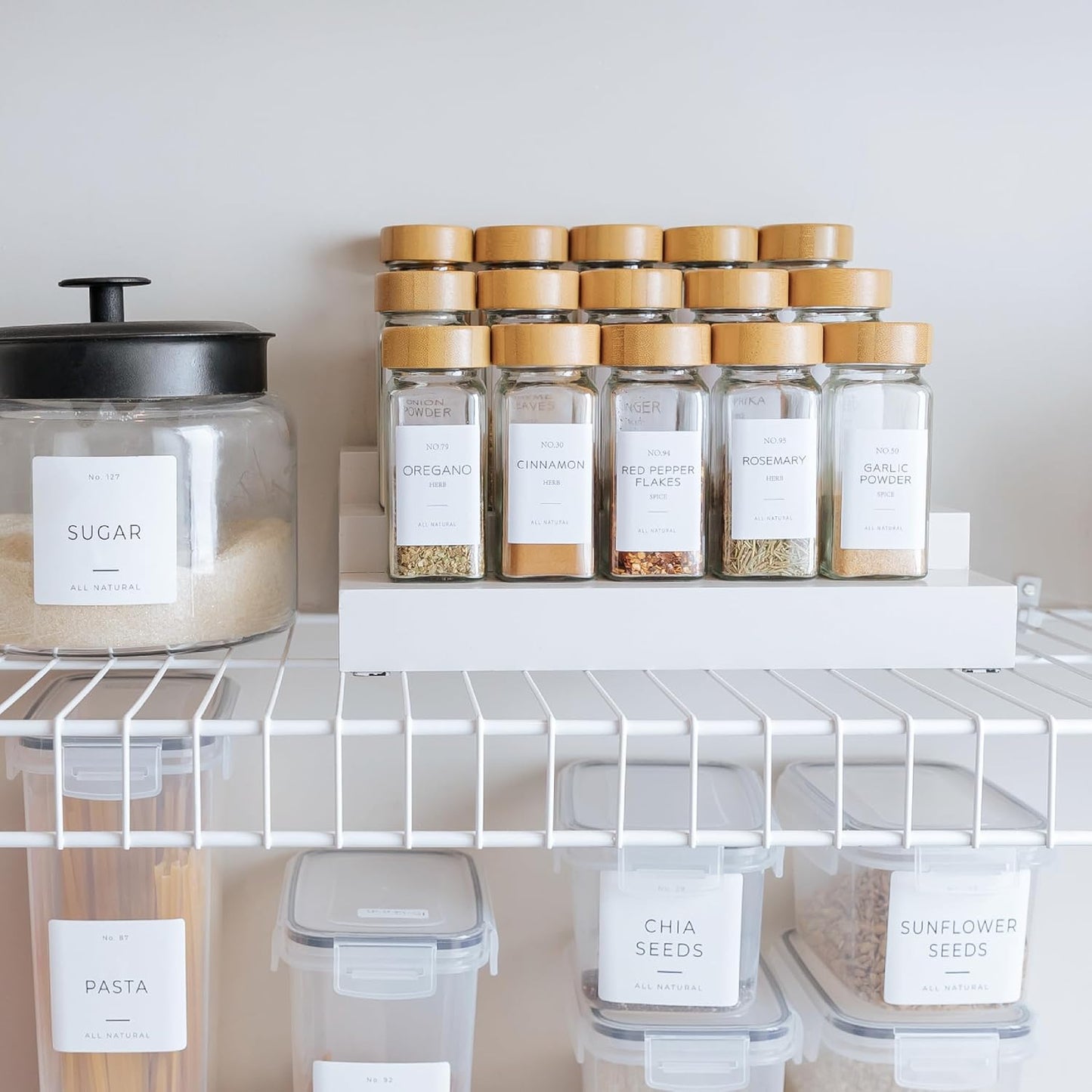 3-Tier Expandable Spice Rack Organizer, White | Fits 36 spice jars, pantry storage, non-slip feet
