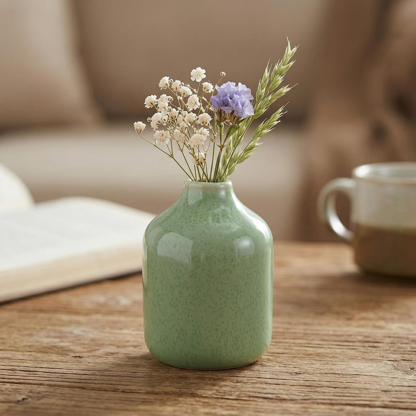 Modern Ceramic Bud Vases / Green / 4 Inch