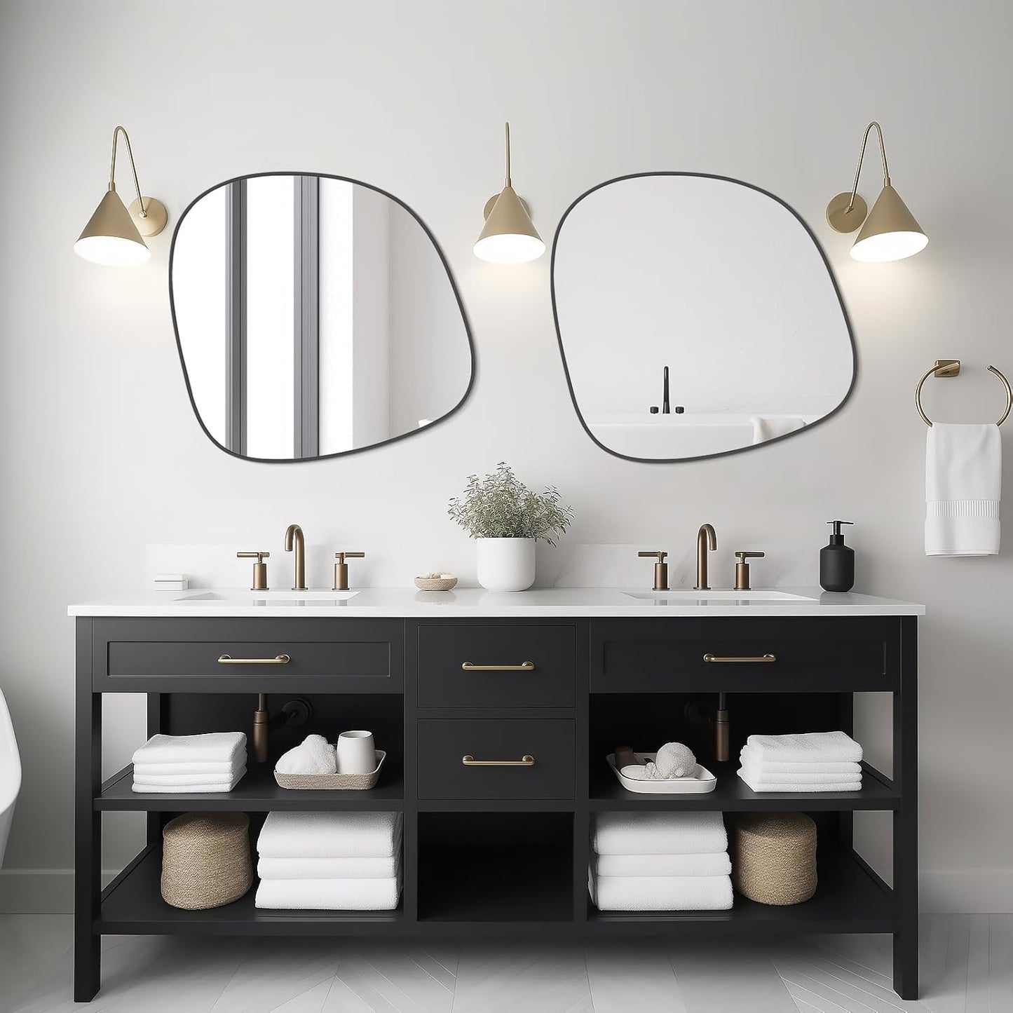 Irregular Wall Mirror / Black New / 27"L x 26"W