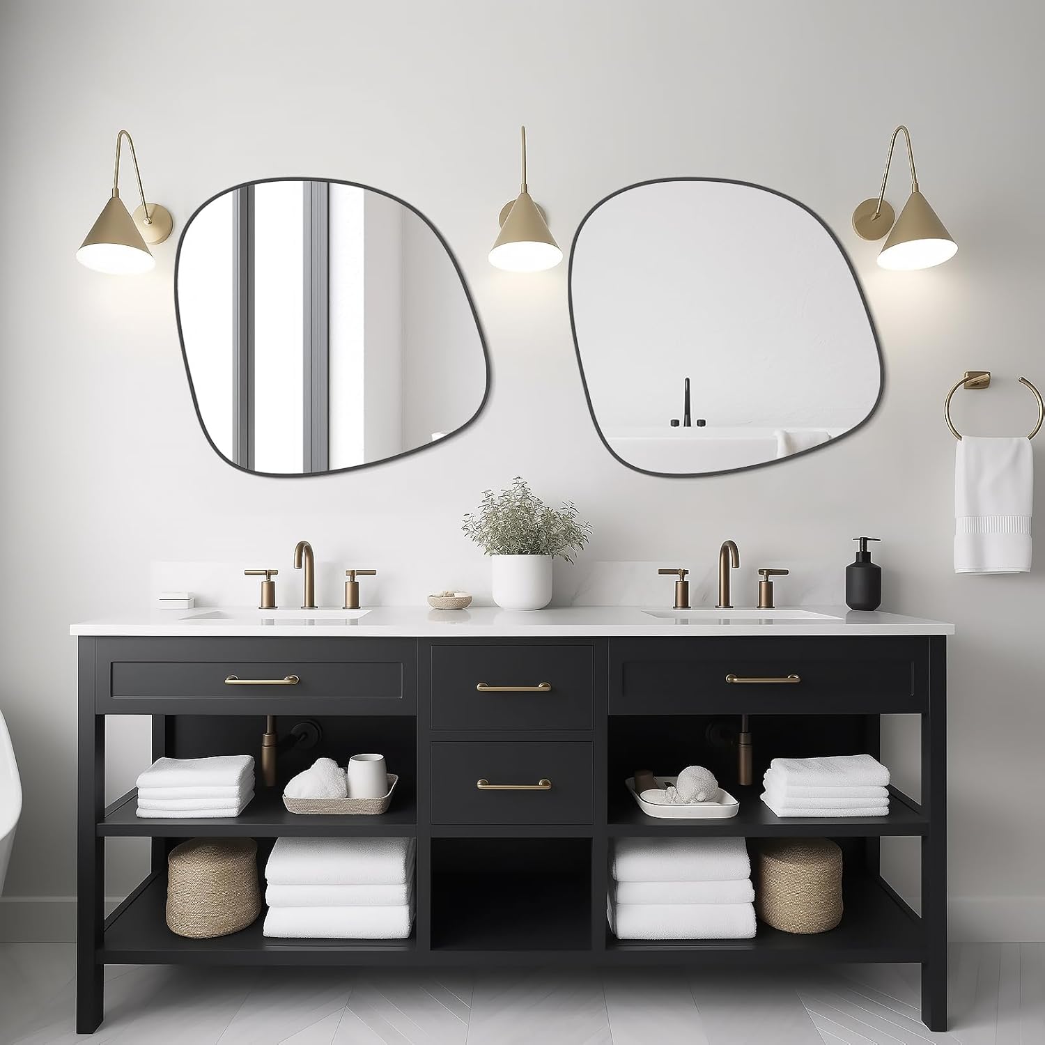 Irregular Wall Mirror / Black New / 27"L x 26"W