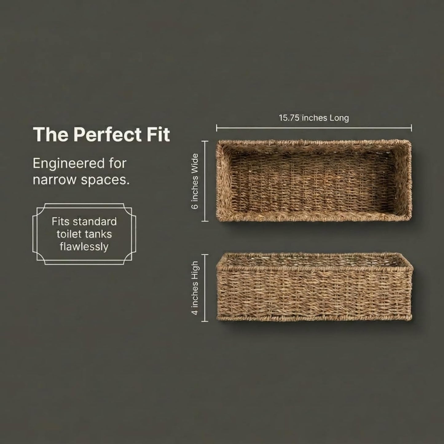 Handwoven Seagrass Rectangular Storage Basket / Natural Seagrass