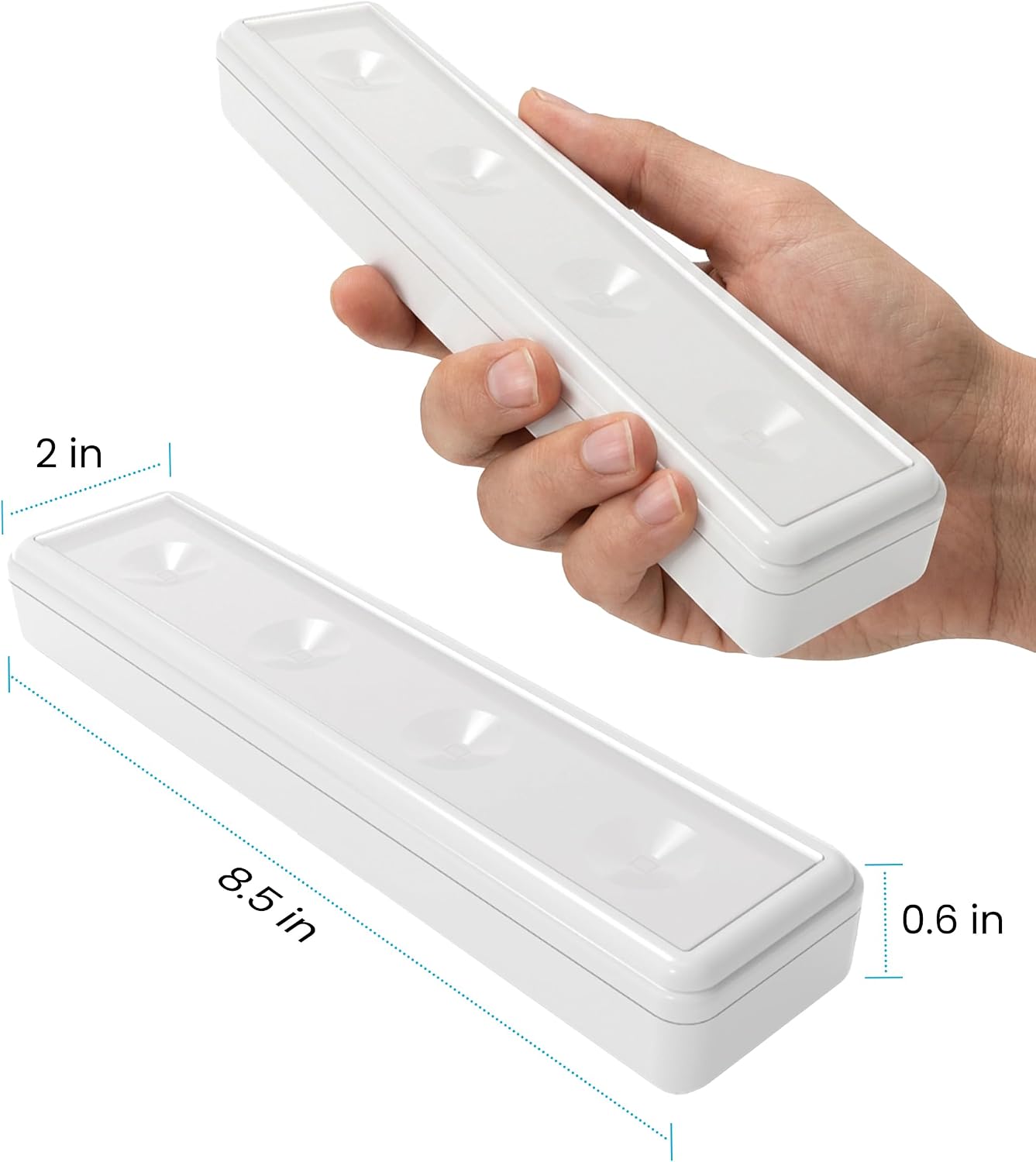 0.6" Ultra-Thin Wireless Under Cabinet Lights - 4 Pack, 8.5"L Battery-Operated LED Fixtures with 2 Remotes 3000K Warm