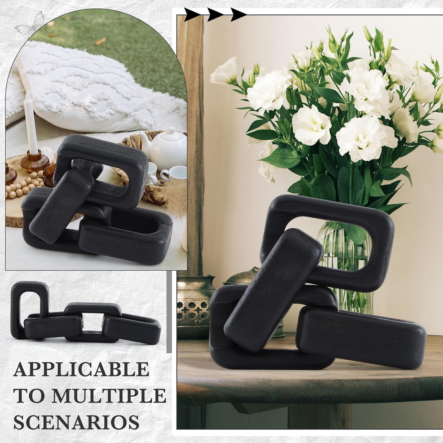 4 Link Wood Knot Decor / Black
