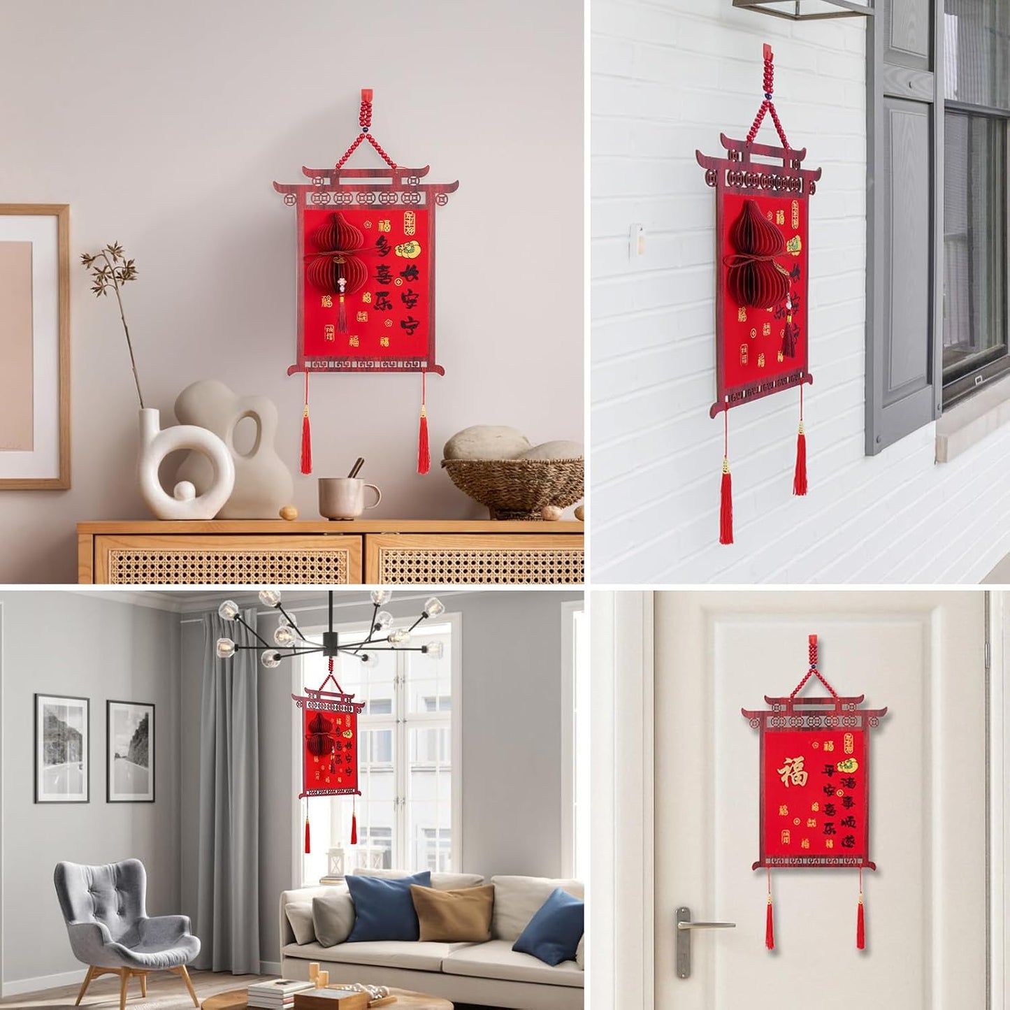 2026 Chinese New Year Decorations Wooden God of Wealth Hanging Ornament