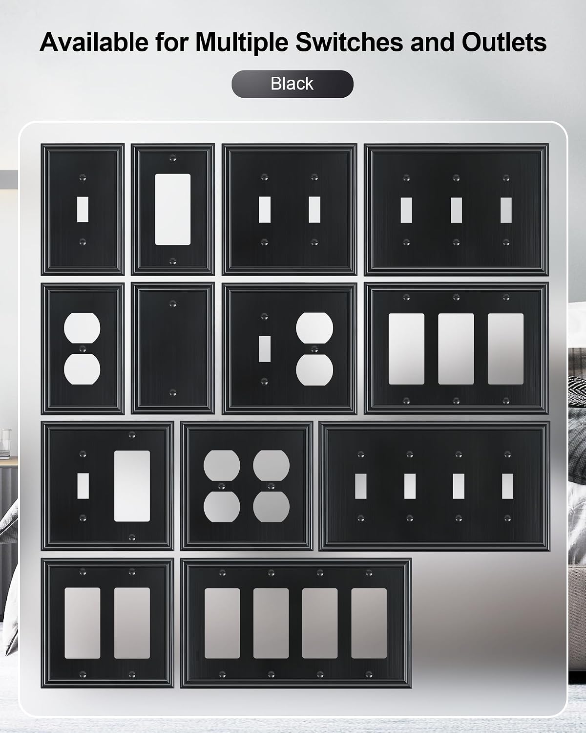 6-Pack Zinc Alloy Single Toggle Light Switch Cover Plate, Solid Wall Plate | Decorative Switch Plate Covers, Durable 1