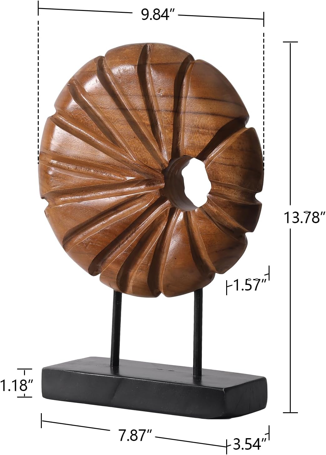 Teak Sculpture Home Décor / 13.8 x 9.8 x 3.5