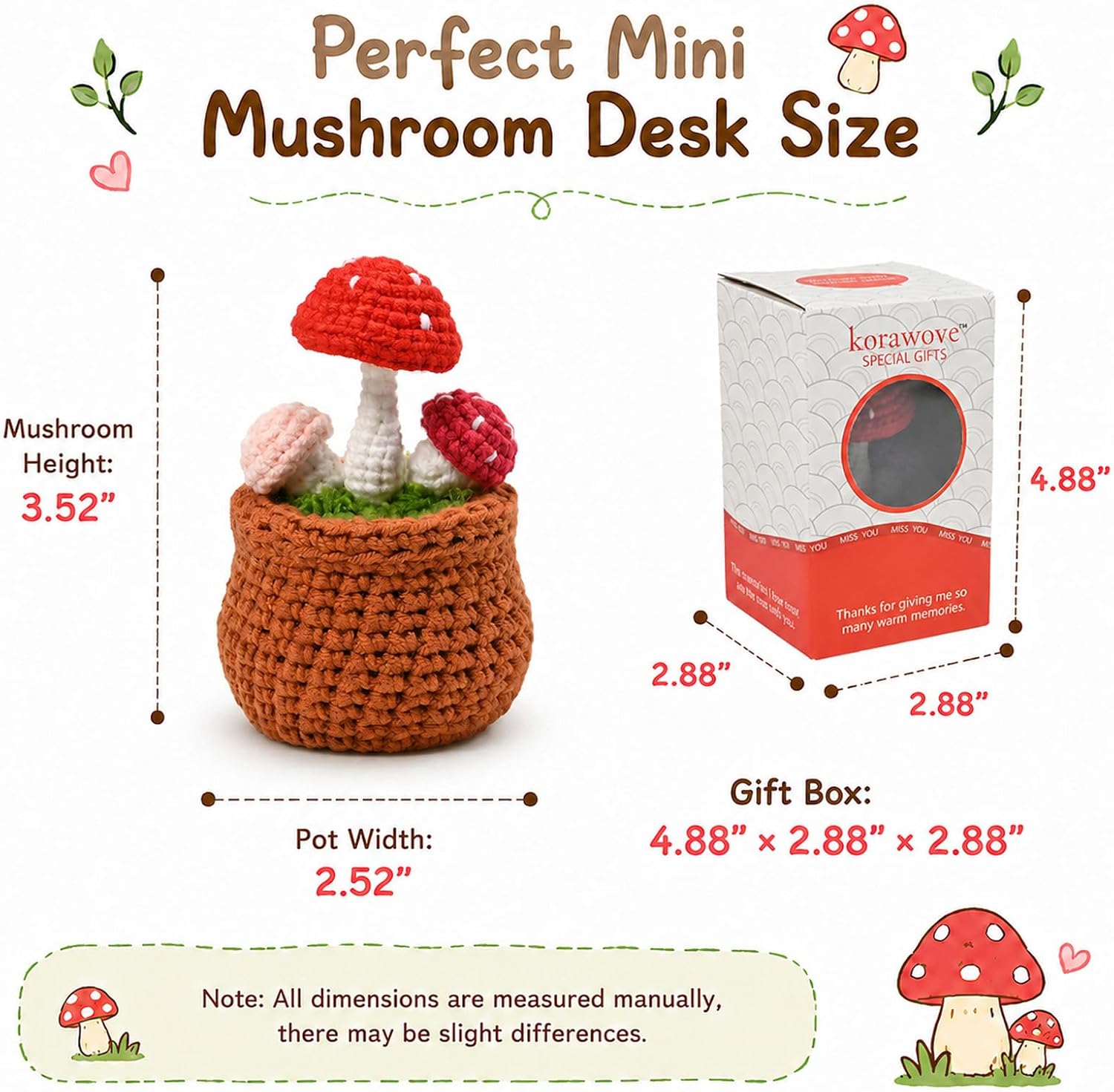 Crochet Plant in Pot / Mushroom / Pink