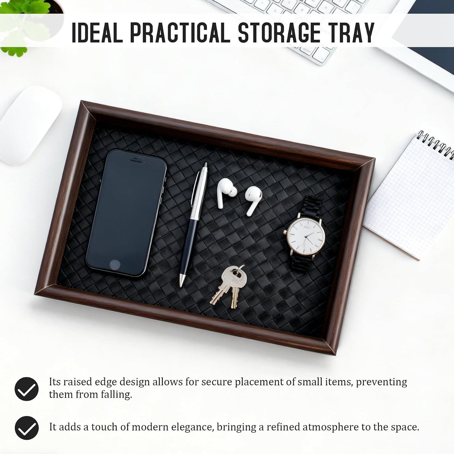 Wooden Valet Tray Desk Organizer
