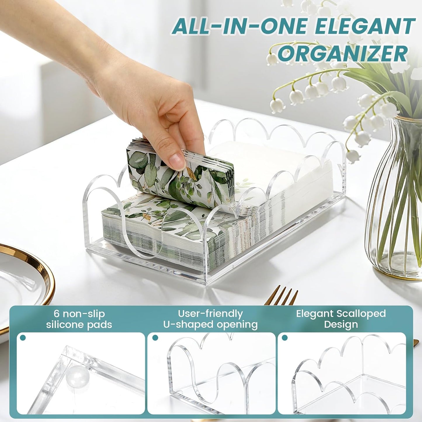 Thick Acrylic Napkin Holder / 9 x 5 x 2.45 / Clear