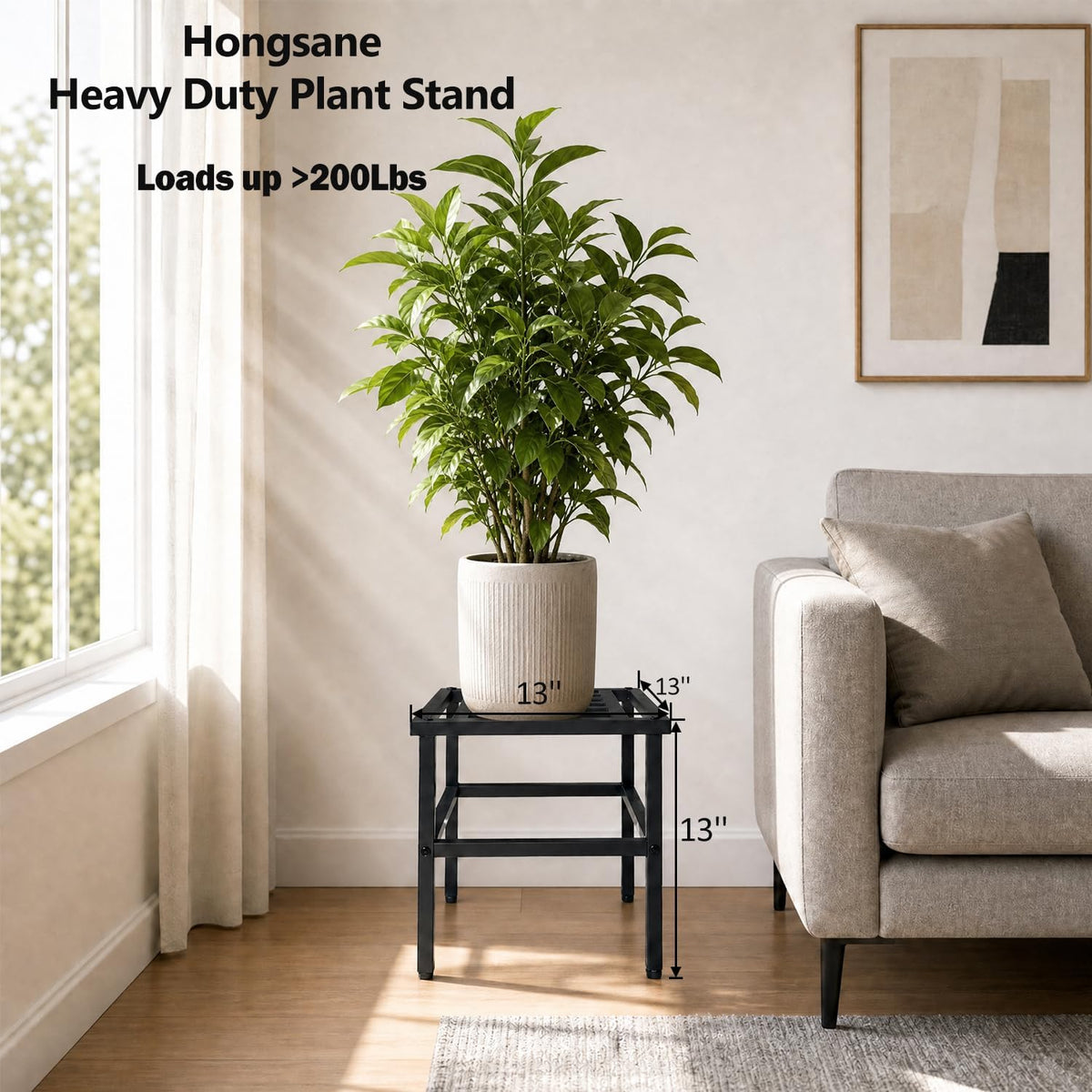 Metal Heavy Duty Plant Stand Indoor Outdoor,13 Inch Large Plant Stands Riser,Tall Wrought Iron Pedestal Holders for