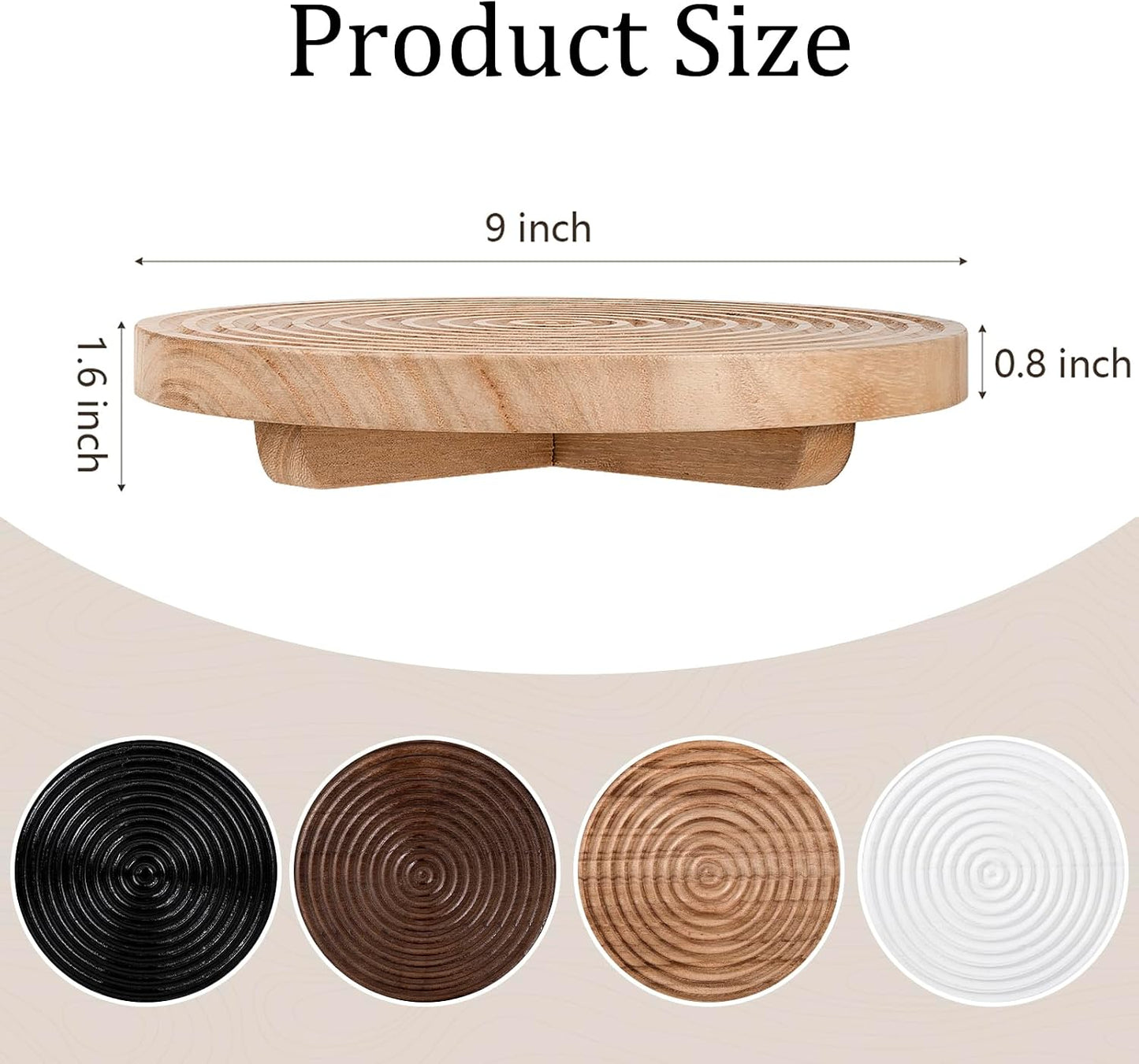 Round Decorative Tray Farmhouse Bathroom Decor Wood Riser Kitchen Countertop / Burlywood / Set of 9