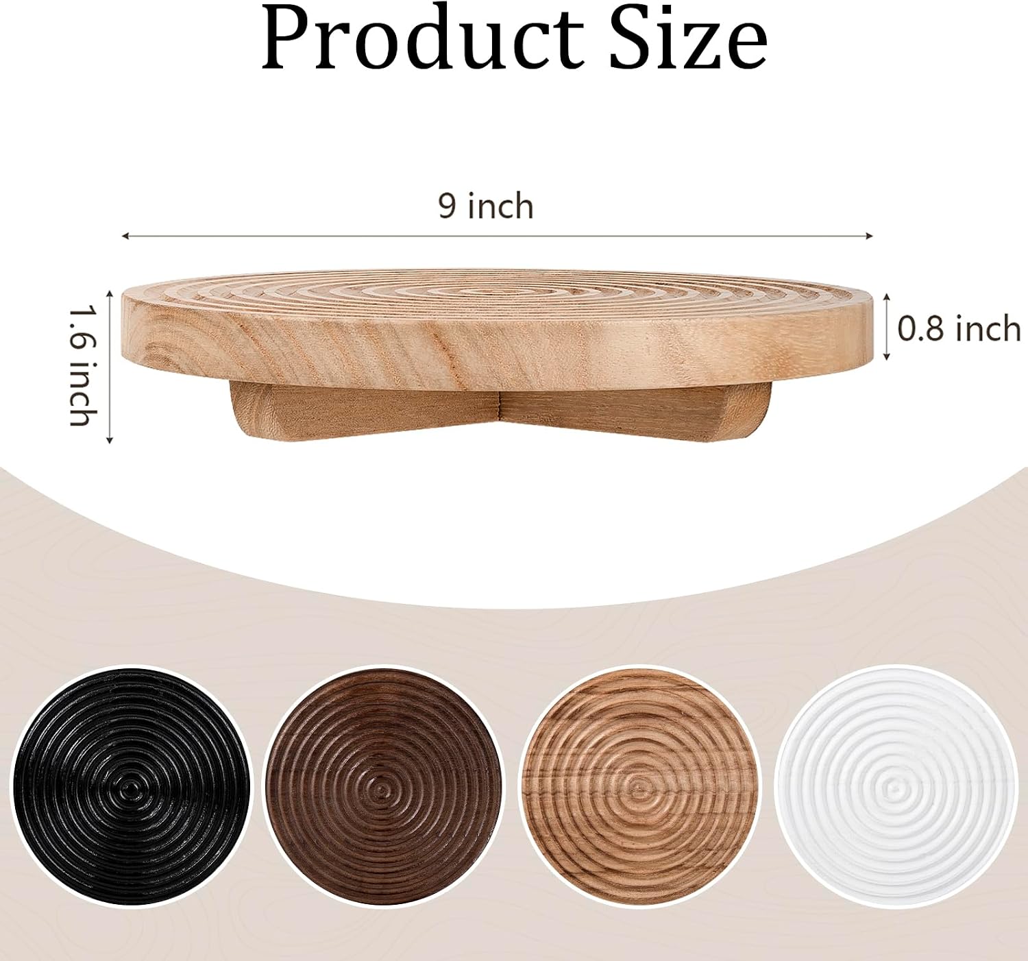 Round Decorative Tray Farmhouse Bathroom Decor Wood Riser Kitchen Countertop / Burlywood / Set of 9