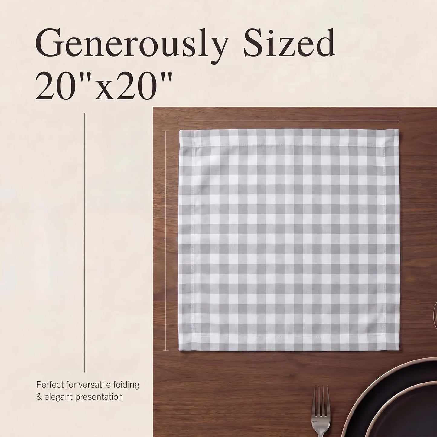 Urban Villa Cloth Napkins Cotton 20x20 (Set of 12) Grey