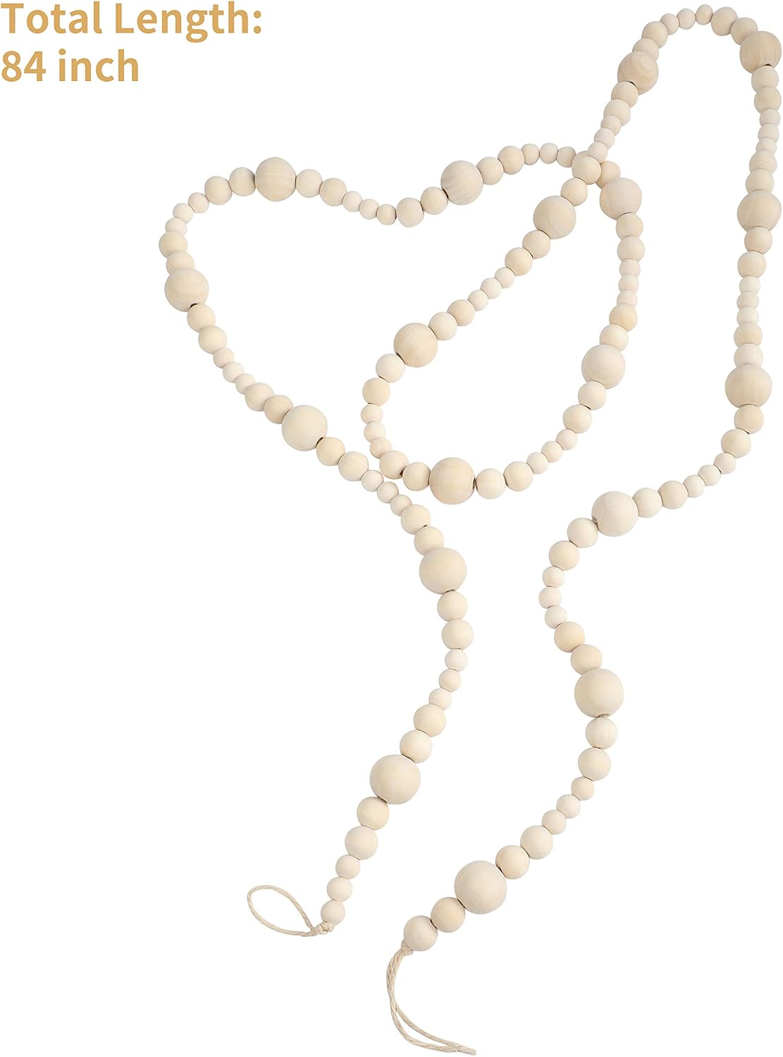Wooden Beads Garland / Natural / 84 Inch