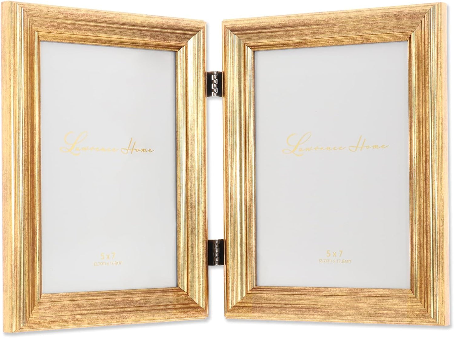Lawrence Frames 5x7 Hinged Double Sutter Burnished Gold Picture Frame