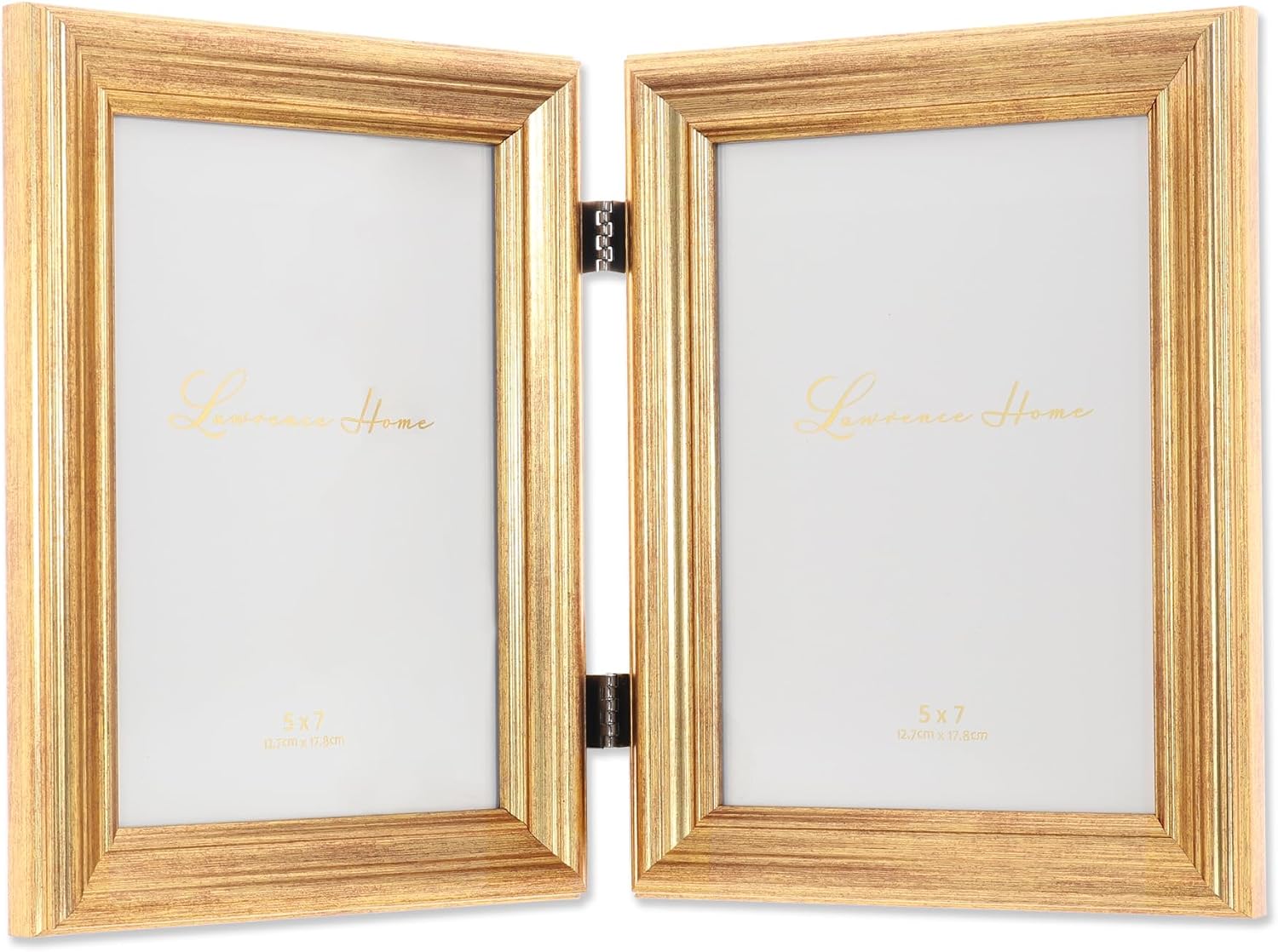 Lawrence Frames 5x7 Hinged Double Sutter Burnished Gold Picture Frame