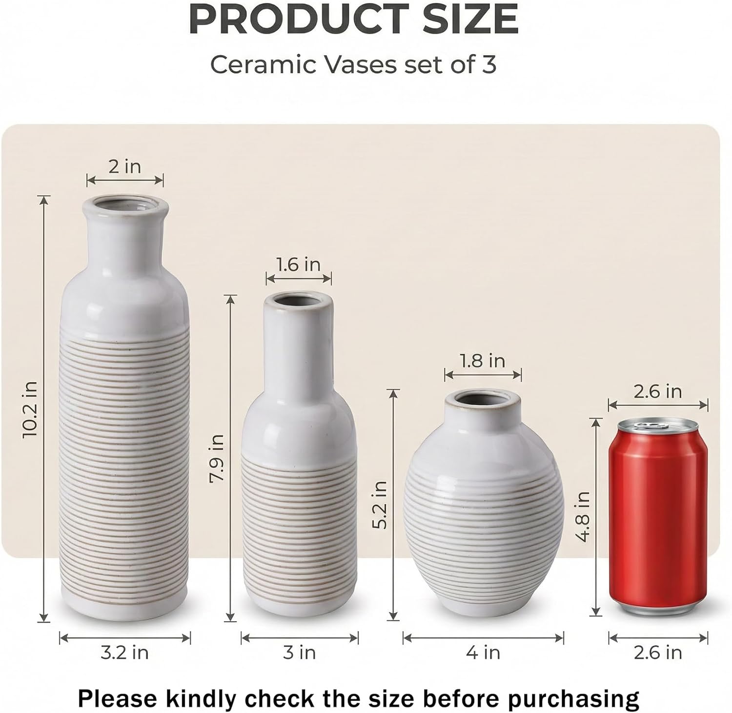 Rustic Farmhouse Vase / White / Set of 3