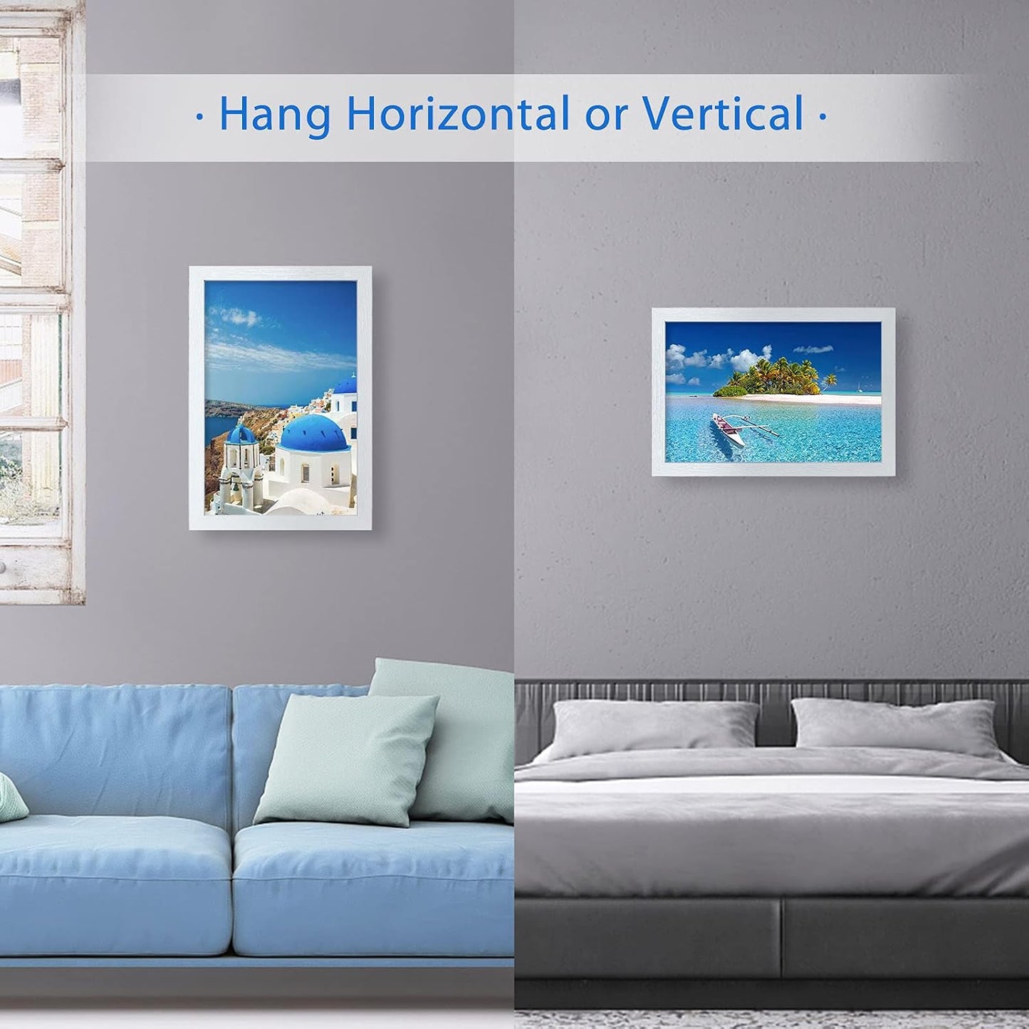 VCK 11x17 Picture Frame Set of 3, White Wood Frames, Gallery Wall Decor Photo Frames for Wall Mounting Horizontally or