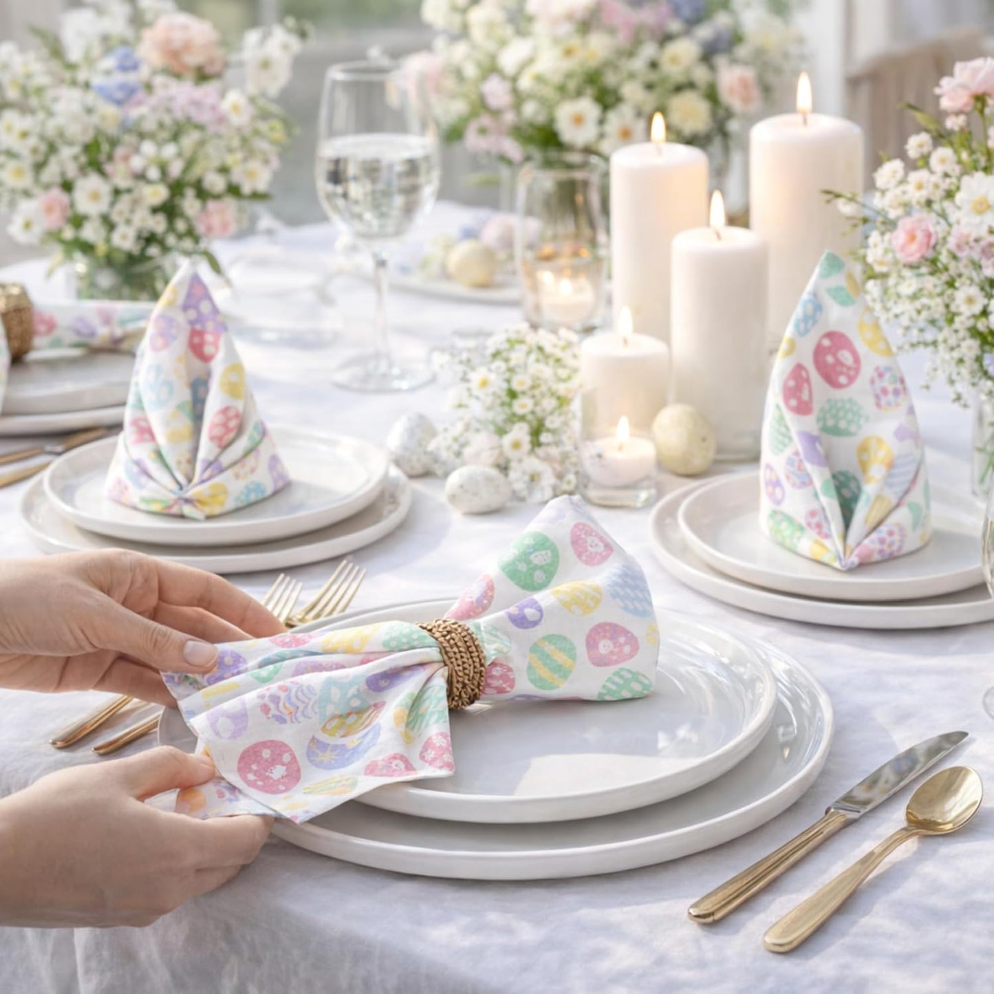 Urban Villa Cloth Napkins Cotton 20x20 (Set of 12) Egg Print