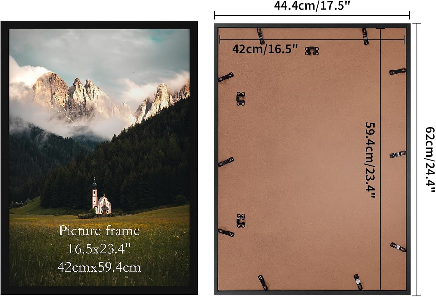 Giftgarden A2 Picture Frame Black, 16.5x23.4 Inch Thin Poster Photo Frame for Wall Display, Single