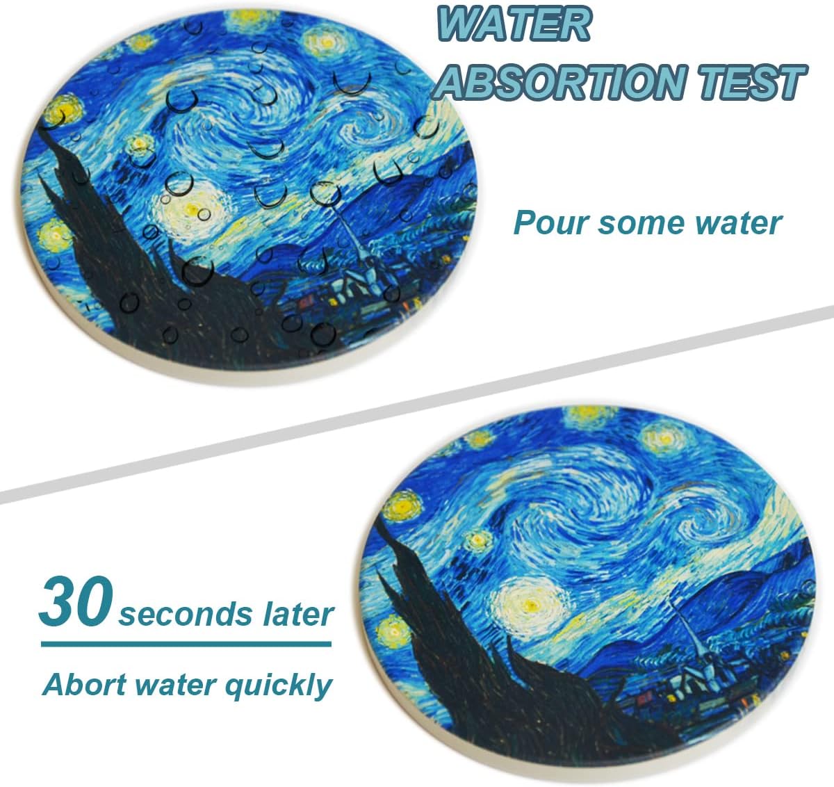 Coasters for Drinks Ceramic Art Coasters Set / Van Gogh / Set of 6