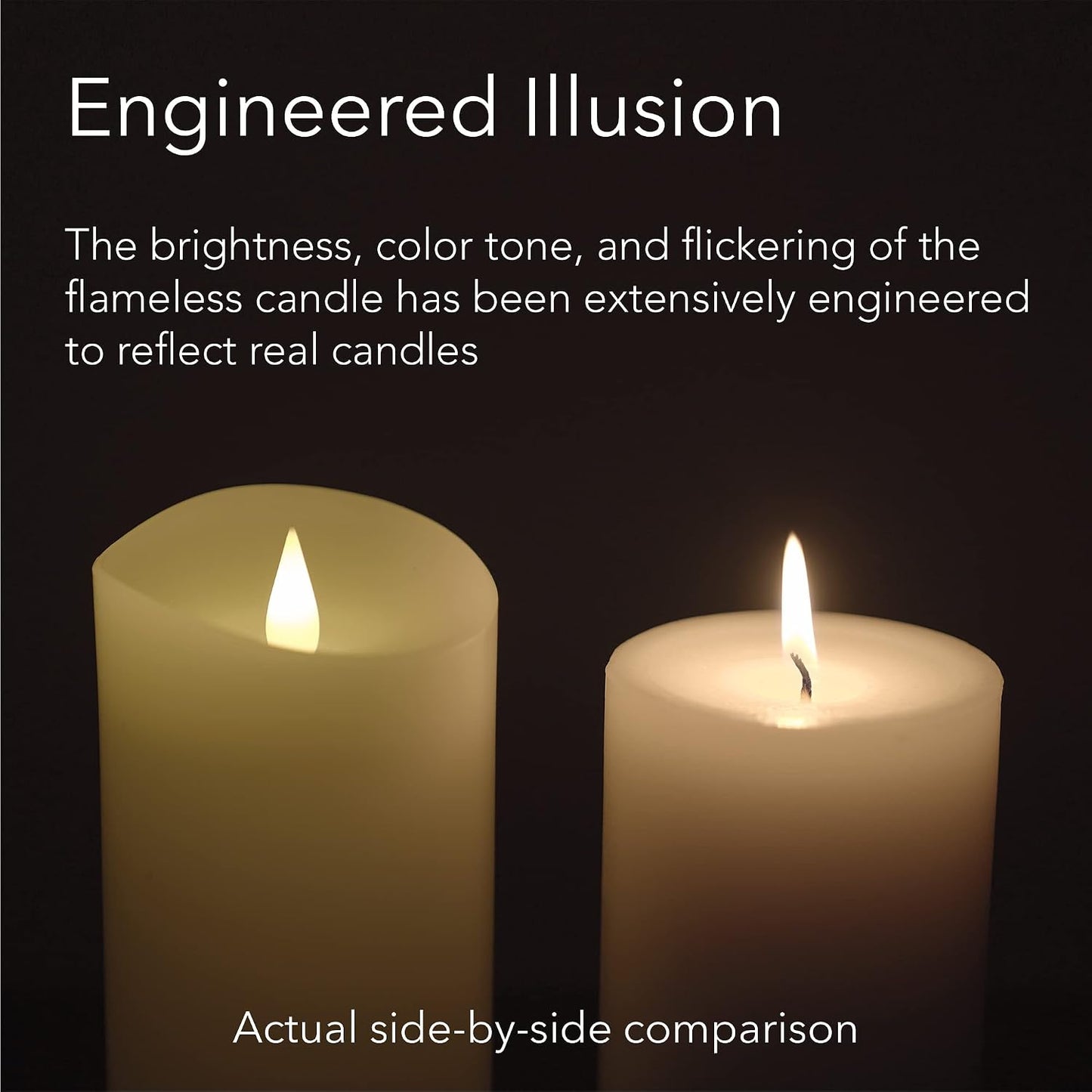 Flameless LED Candles with Remote Control, 5"x 11.5"Flickering 3D Moving Flame Battery Operated Candles in Real Wax
