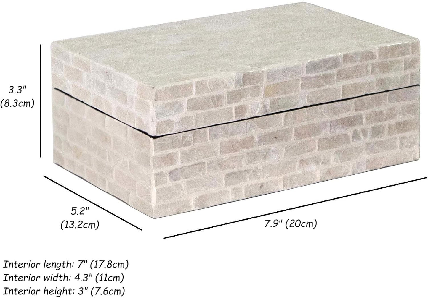 Pearlescent Subway Tile Pattern Shell / White / 7.9 x 5.1 x 3.1