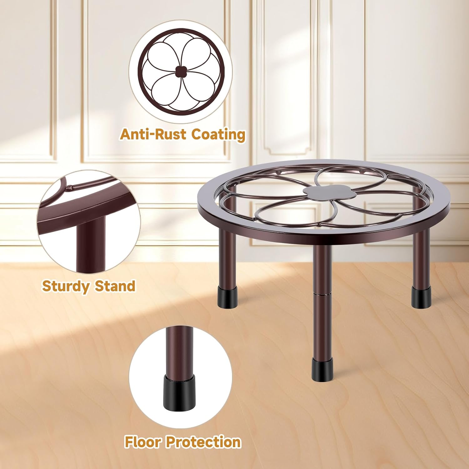 Amaoot 5 Pack Metal Plant Stand, Iron Plant Stands for Indoor and Outdoor | Flower Pot Stands for Multiple Plant, Black
