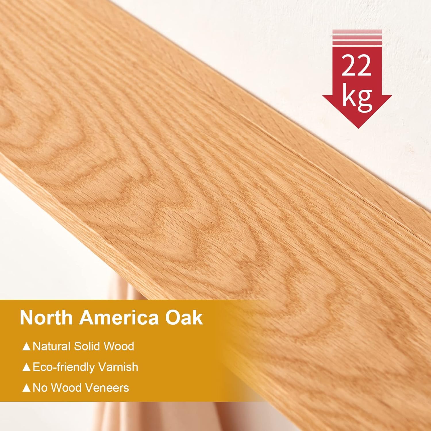 Coat Rack Shelf Wall Mounted Oak Wood Entryway Shelf with 5 Hooks Wall Coat Hook Rack with Floating Shelf for Bedroom