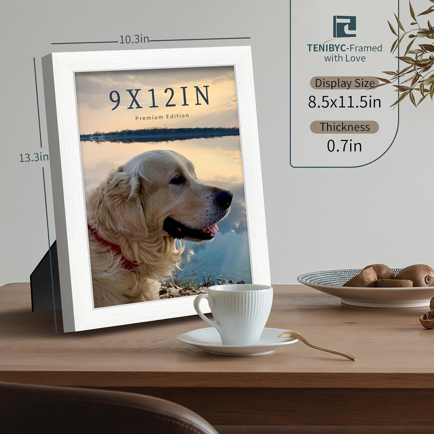 9x12 picture frame 3 Pack, White Wood, Real Glass, for Photos | Thick HD Tempered Glass, Tabletop or Wall Hanging