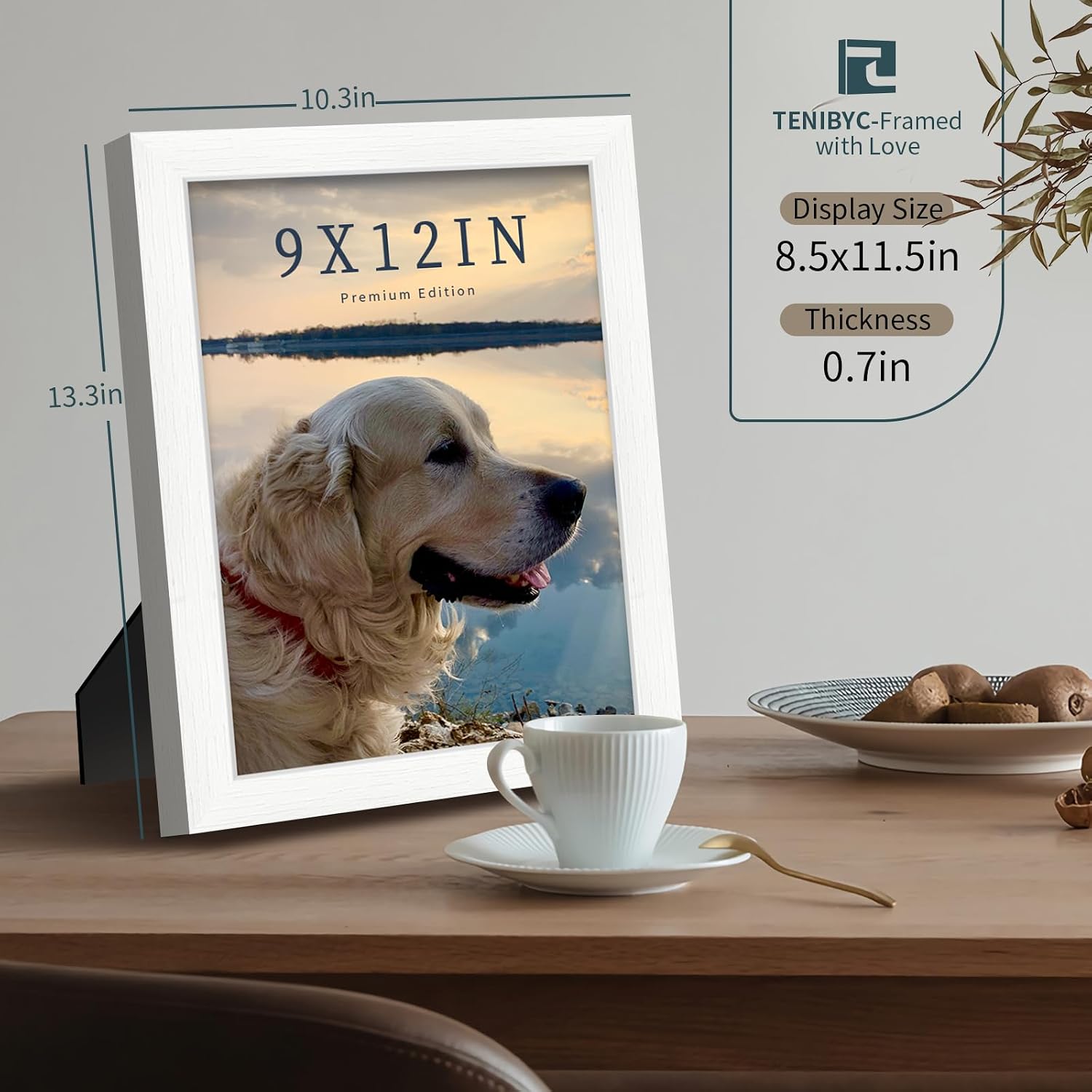 9x12 picture frame 3 Pack, White Wood, Real Glass, for Photos | Thick HD Tempered Glass, Tabletop or Wall Hanging