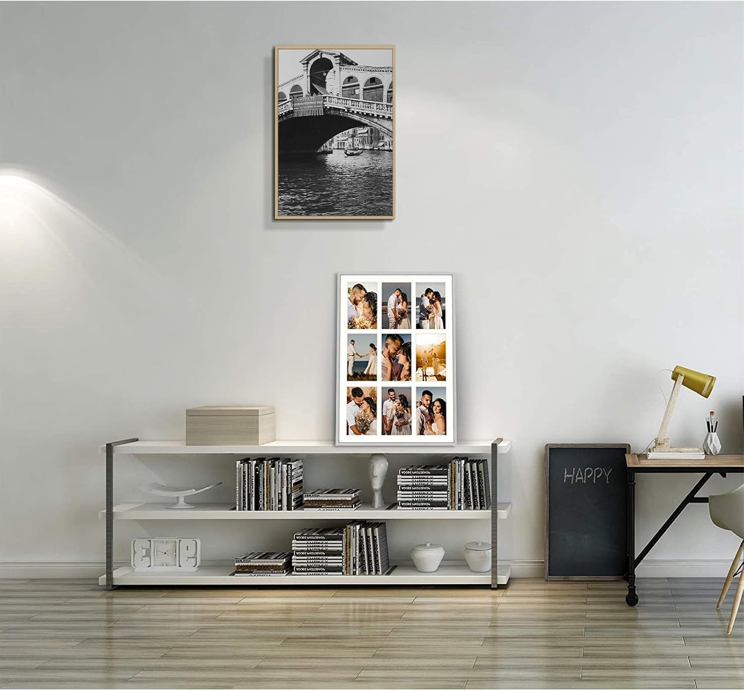 Golden State Art 13.6x19.7 Collage Frame for 9 4x6 Photos Gold 2 Pack | Aluminum Picture Frame with Real Glass Front