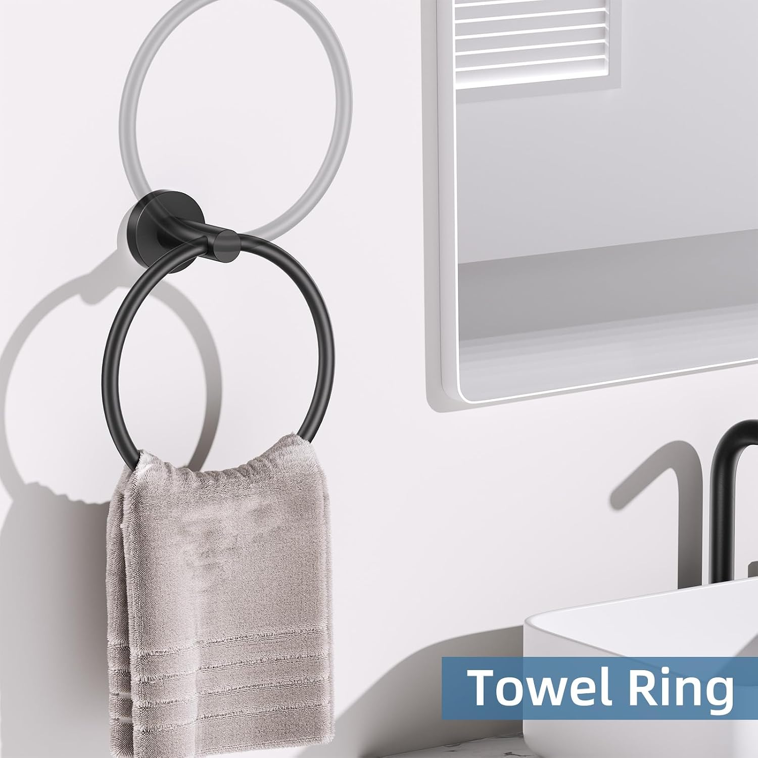 10 Pieces Matte Black Bathroom Hardware Accessories Towel Bar Set Black Towle Racks for Bathroom Wall Mounted Stainless
