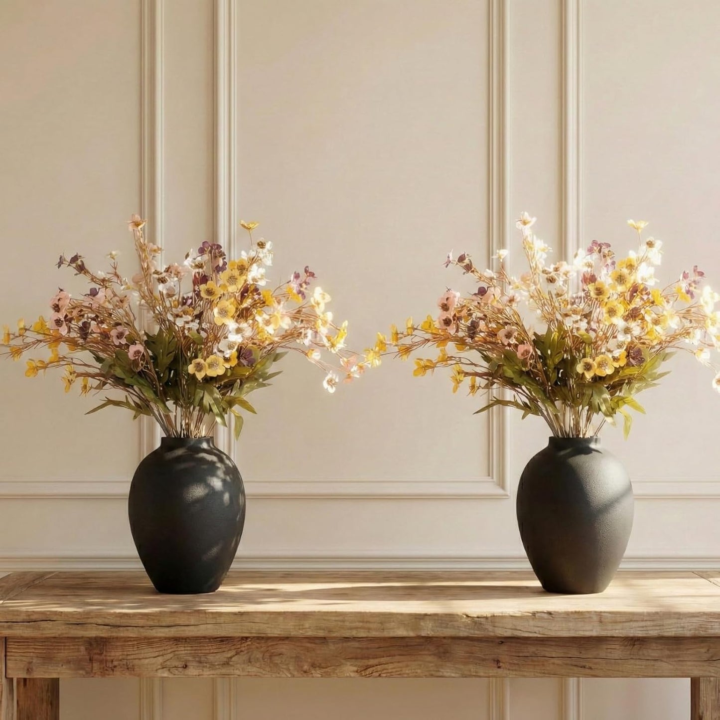 Black Vase / Large Round Iron Vase / Black Ovoid