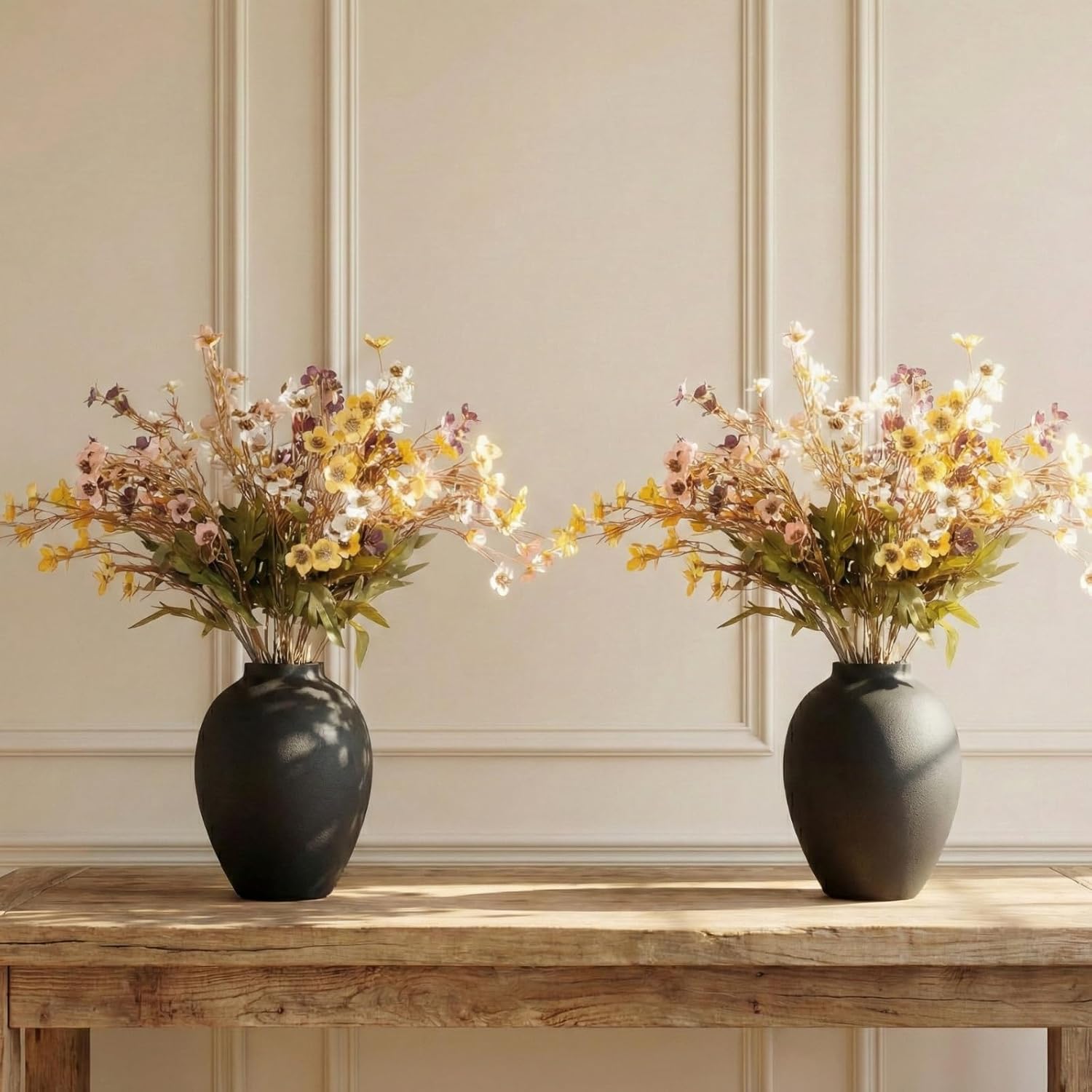 Black Vase / Large Round Iron Vase / Black Ovoid