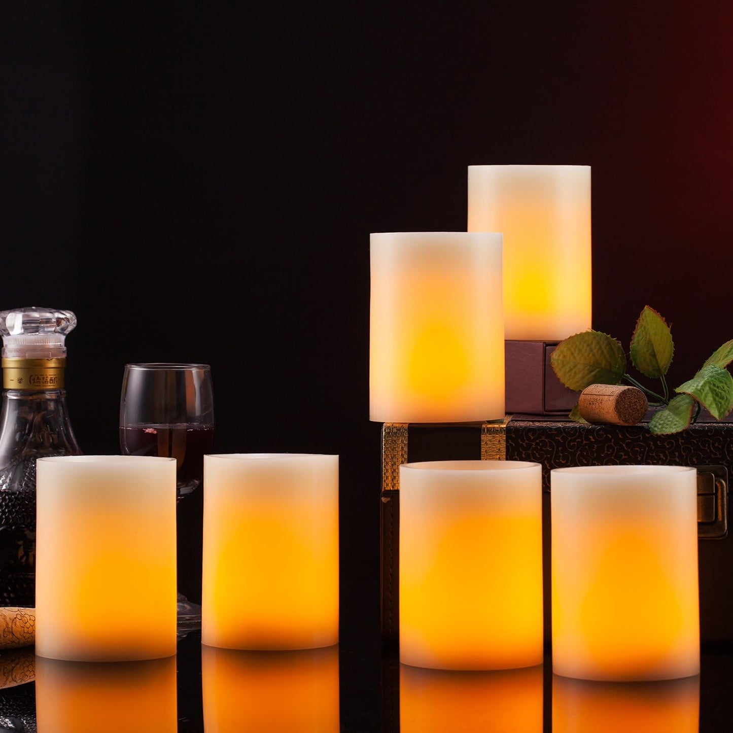Flameless Flickering LED Candles 3" X 4" with 10-Key Remote Control Timer Classic Pillar Optical Fiber Wick Real Wax