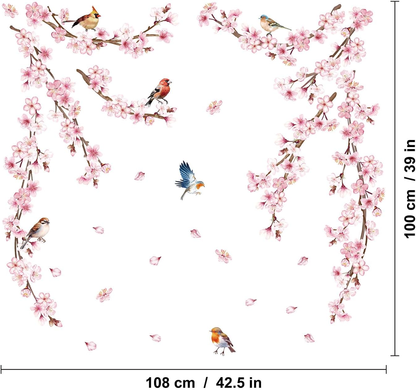 Vine Flowers / Cherry Blossom Wall Decals / Pink