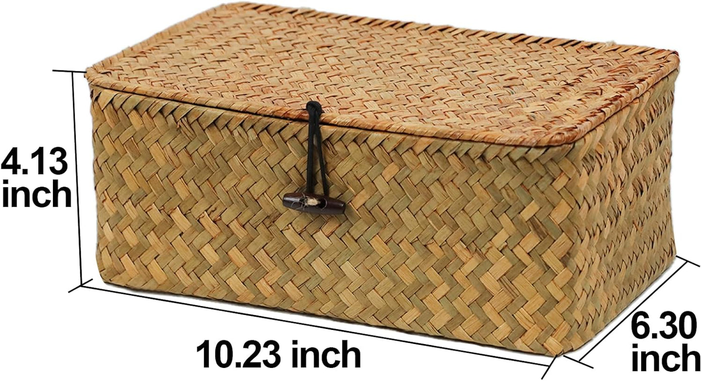 Wicker Basket / Woven Basket for Storage / Natural / 10.23 x 6.3 x 4.13