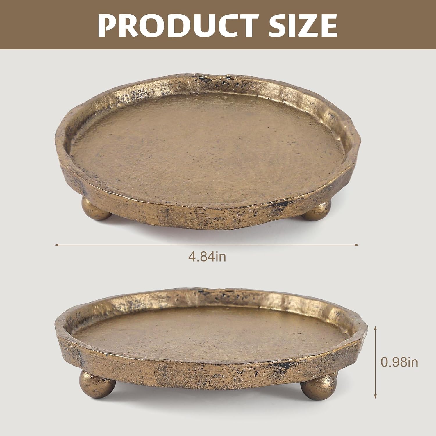 Rustic Brass Candle Tray / Vintage Brass / 1 Set