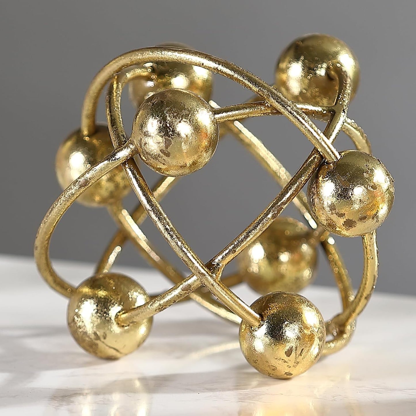 6- Metal Round Orbital Sphere / Modern Orbital Sphere / Gold