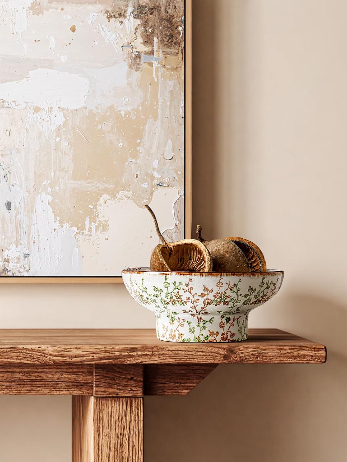 10" Ceramic Decorative Bowl / Vine Green