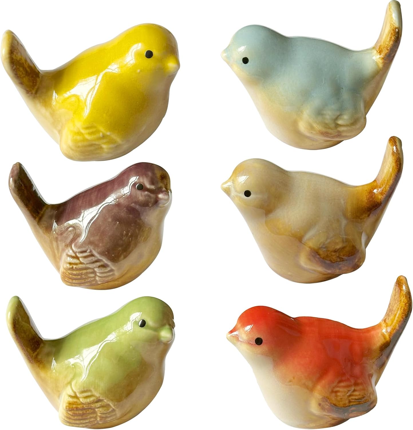 Ceramic Bird Figurines / 2.2 Inch / Set of 6