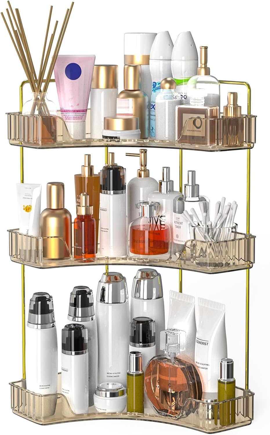 Webetop 3 Tier Corner Bathroom Organizer Countertop for Skincare & Dresser | Multi-Purpose For Toiletries/Perfume, Easy