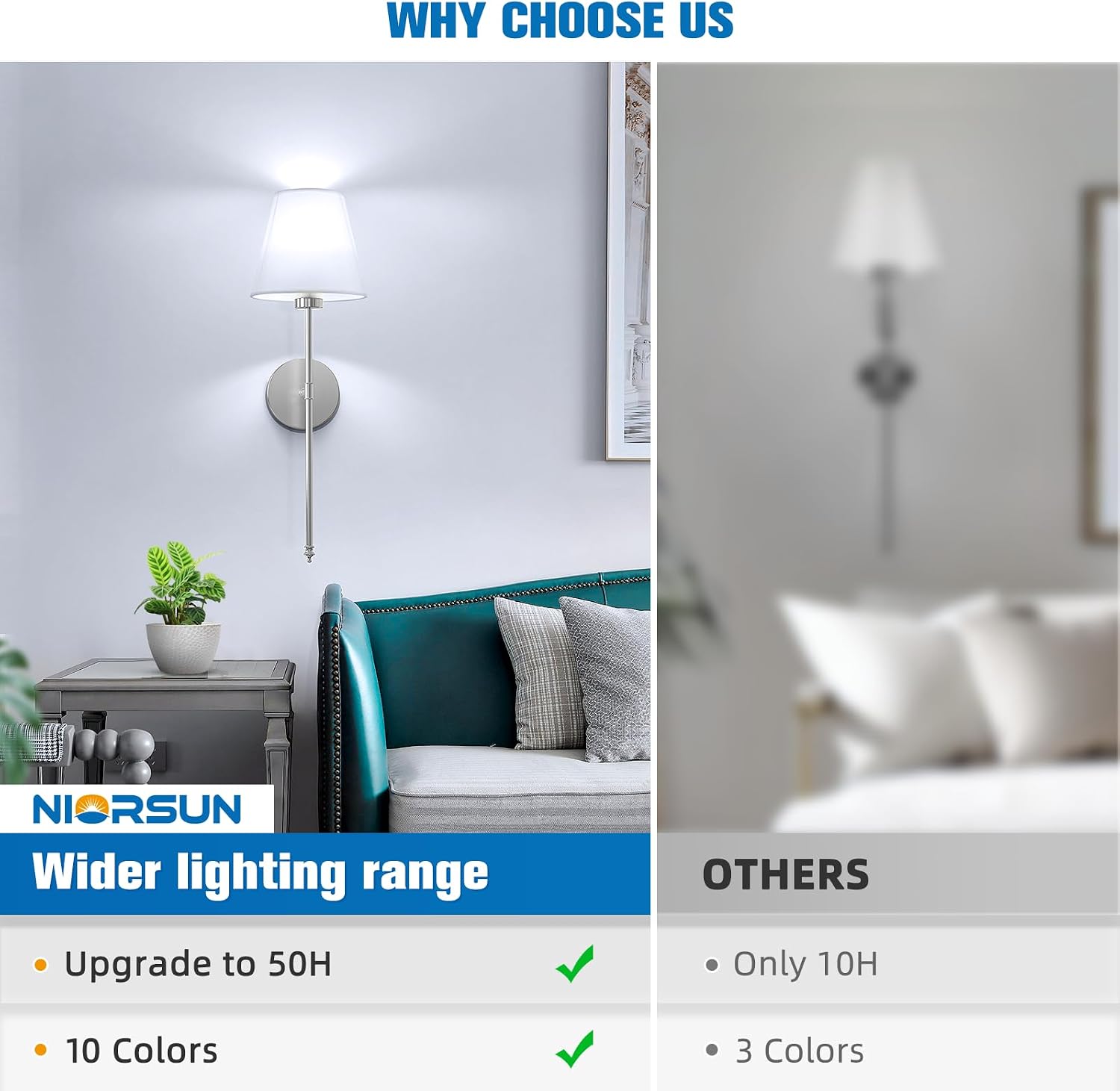 Battery Operated Wall Sconce Set of 2,Brushed Nickel Rechargeable Wall Lights with 10400mAh Dimmable Detachable Bulbs