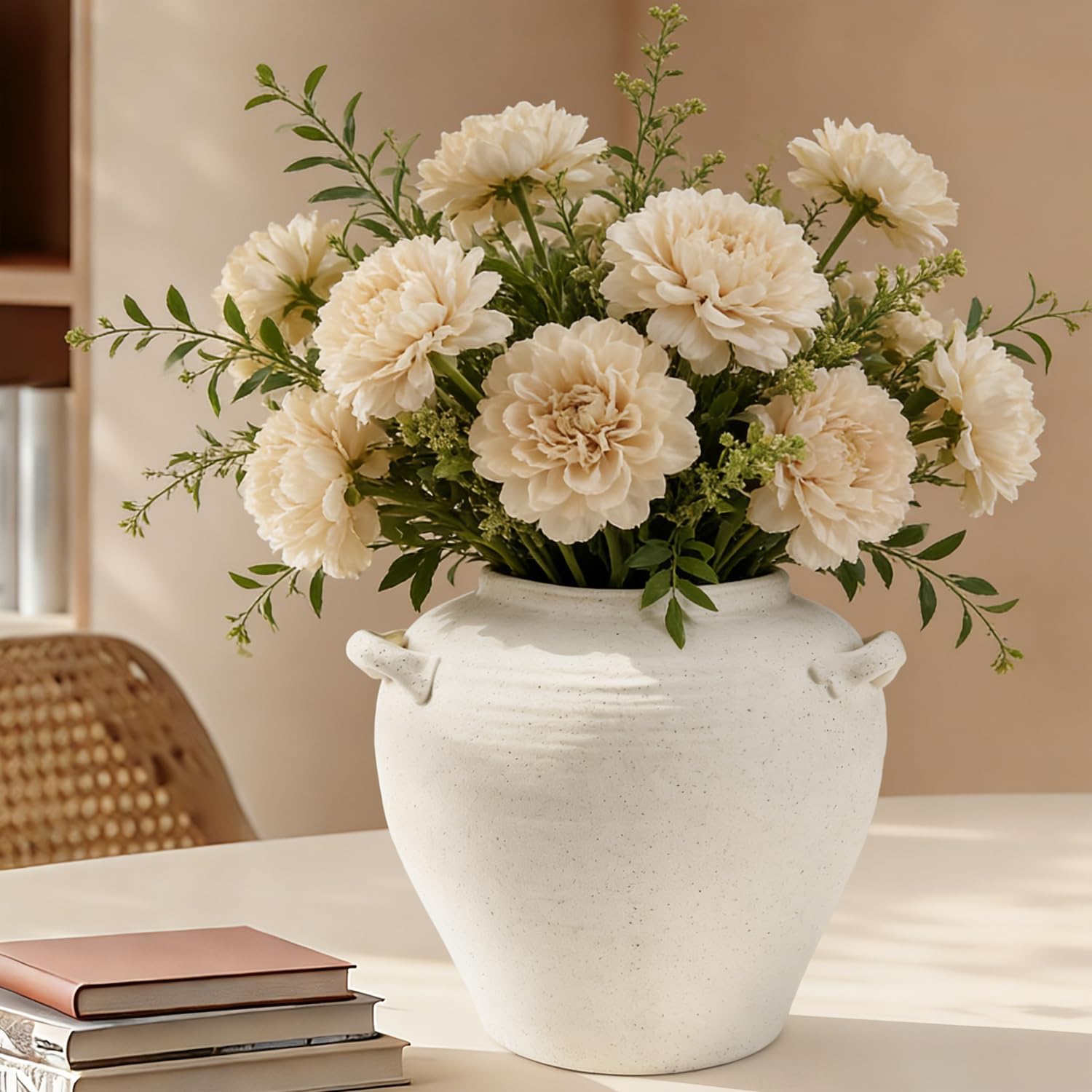 Large White Ceramic Vase Rustic Farmhouse Vase / 7 Inch-white / 7 Inch
