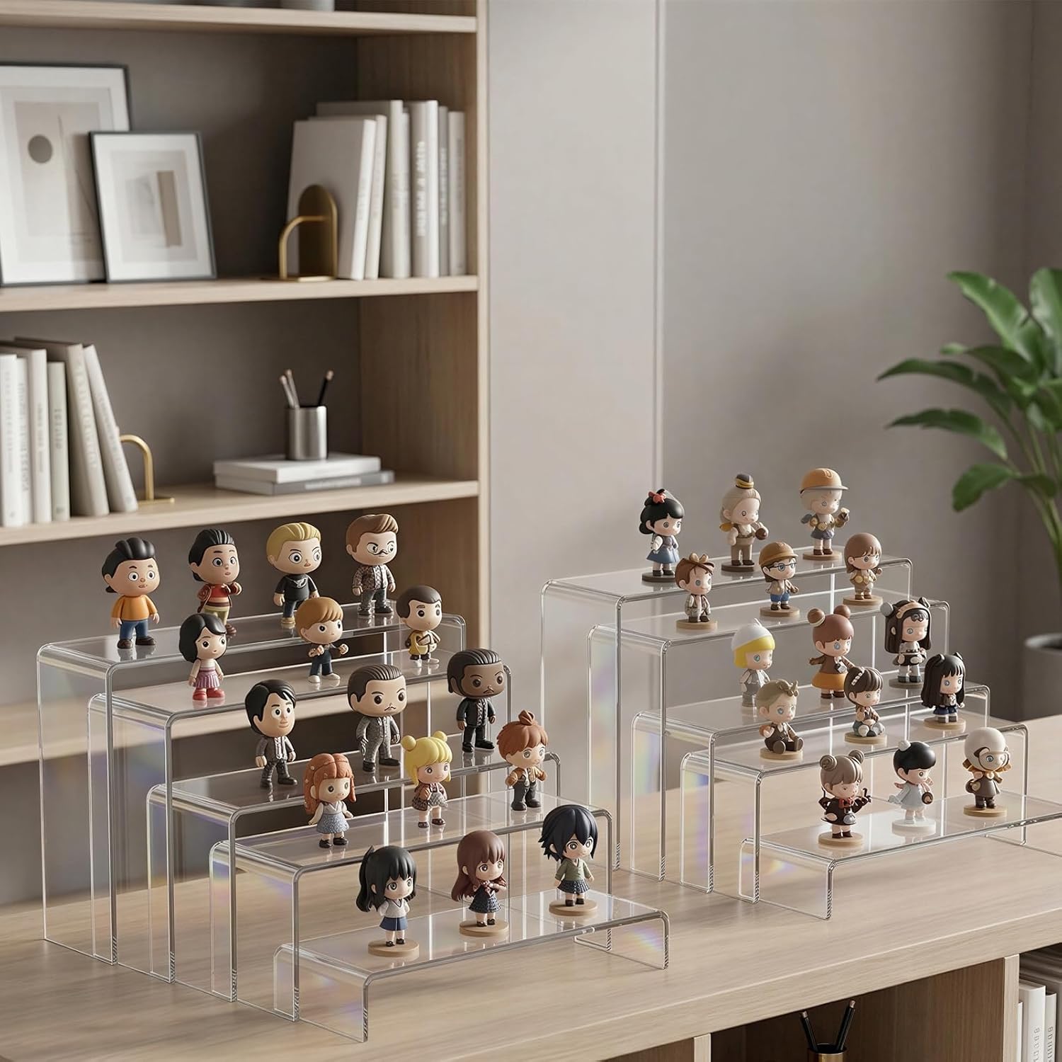Fixwal 10pcs 2 Set Clear Acrylic Display Risers Large | Perfume organizer stands, perfect for figures, cupcake