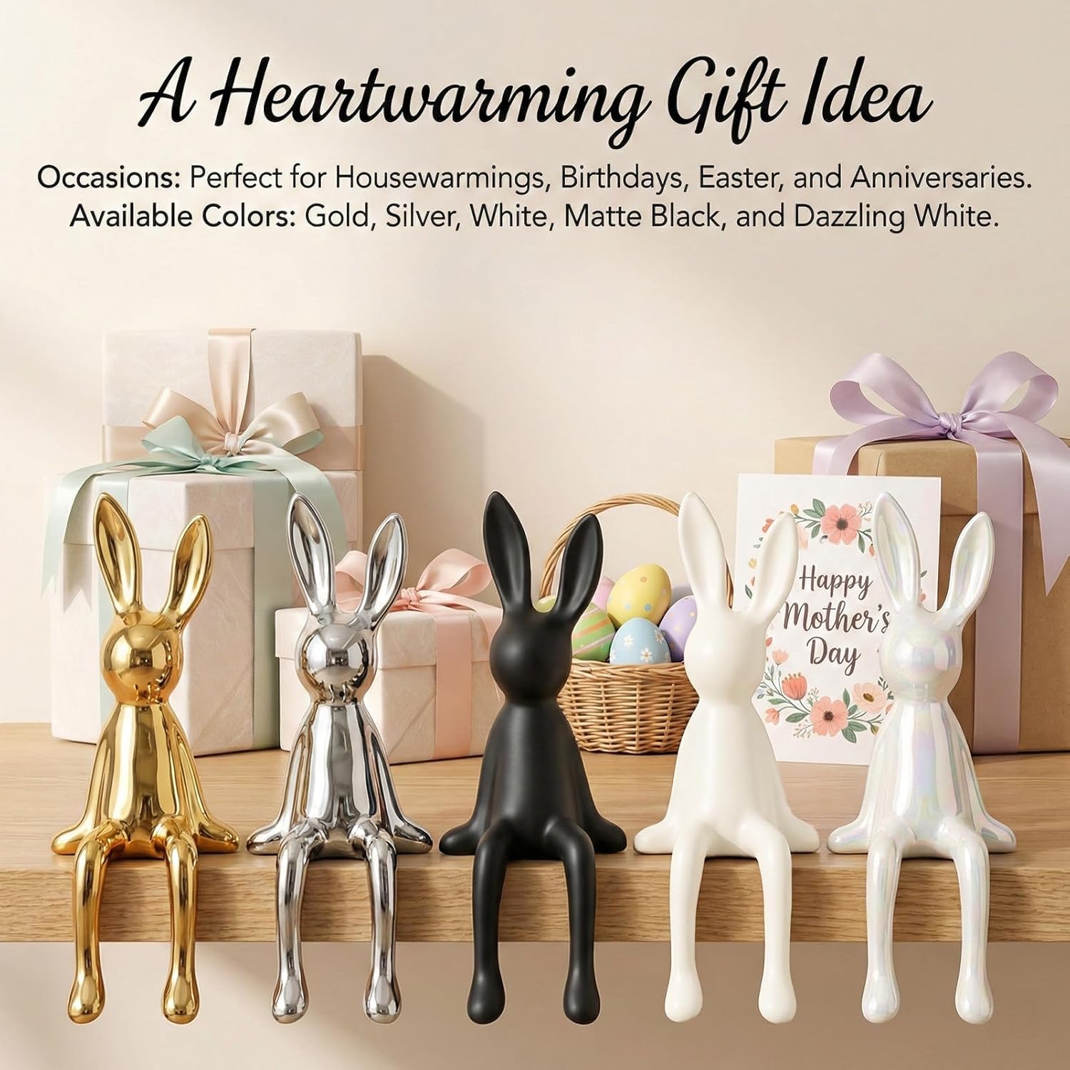 Ceramic Rabbit Figurine Bunny Statue / White