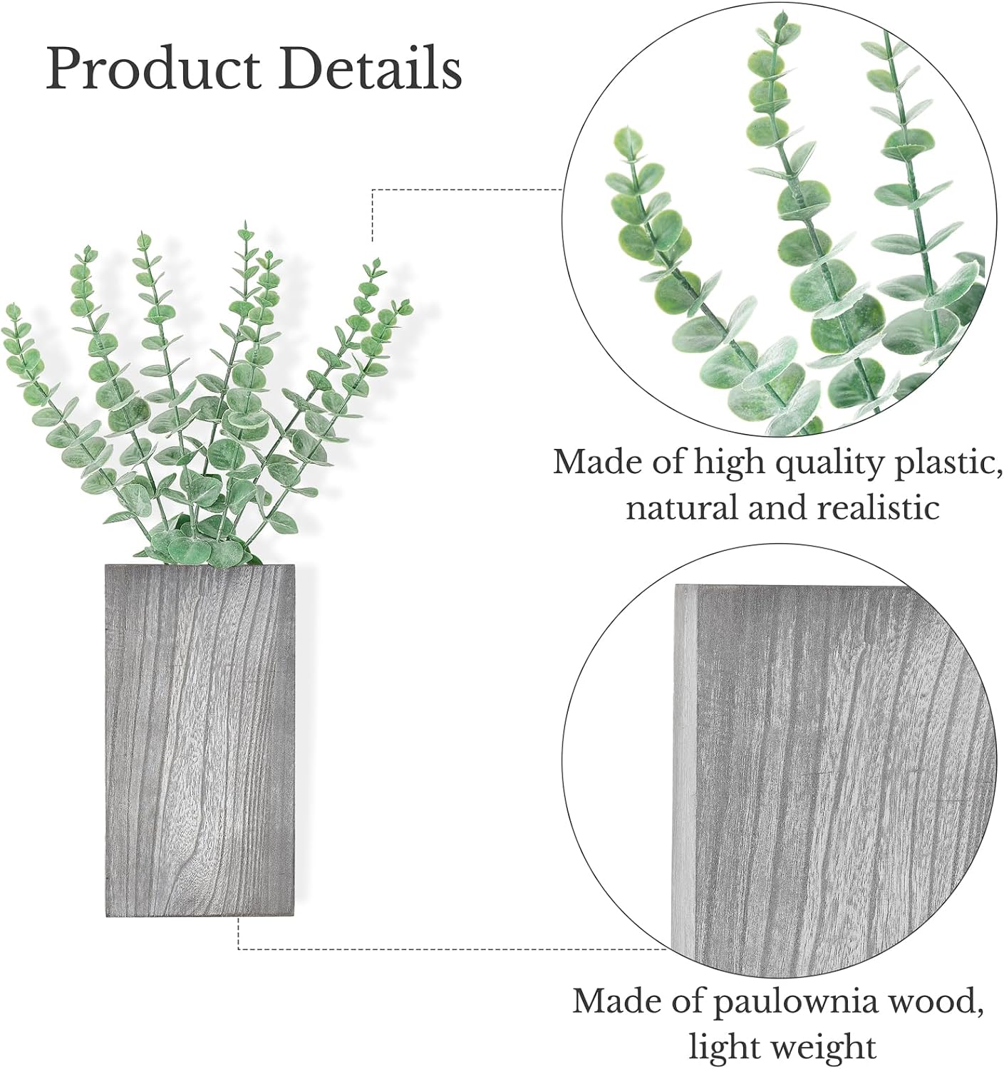 Wood Wall Planter Vase / Gray / Medium / Set of 2