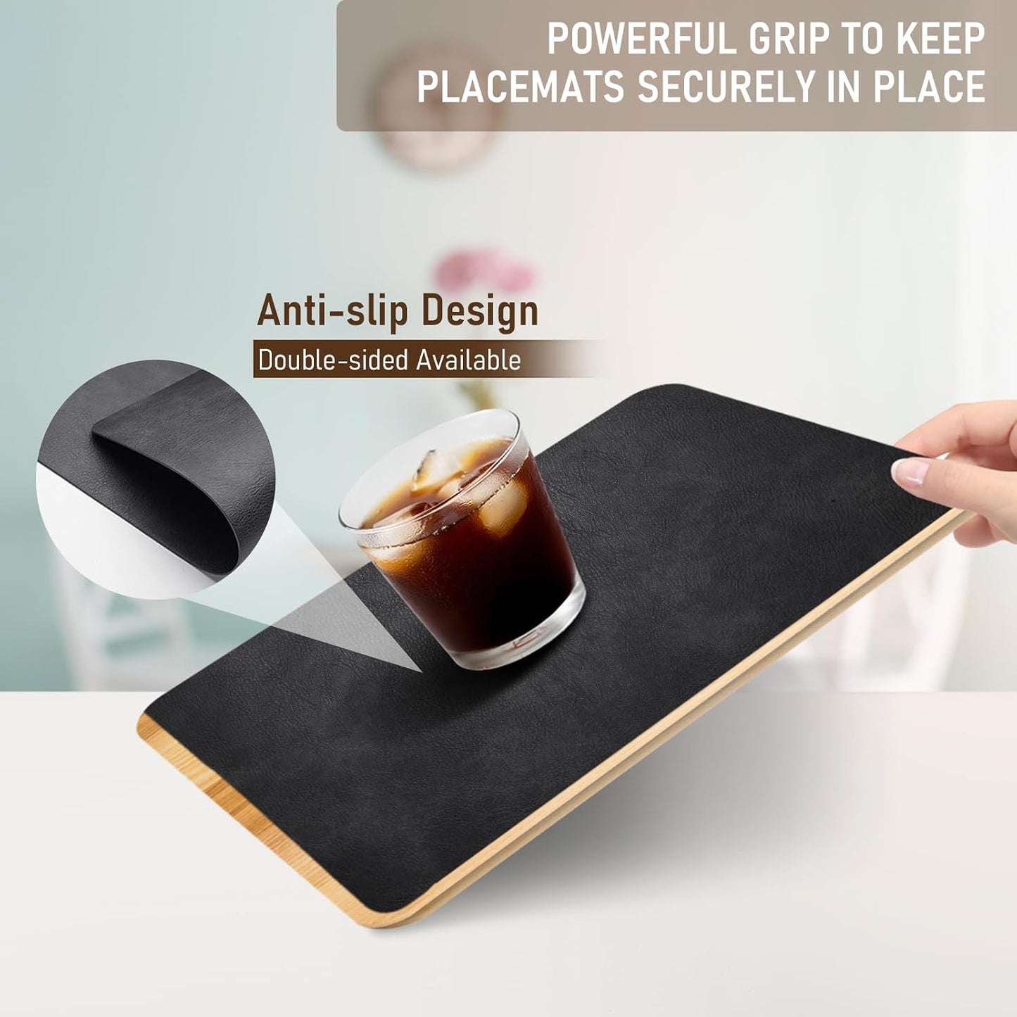 UnivoColors Placemats,Heat Resistant Placemats Set of 8 Washable 12 x 17 Inch,Waterproof Table Mats,Wipeable Pu Place
