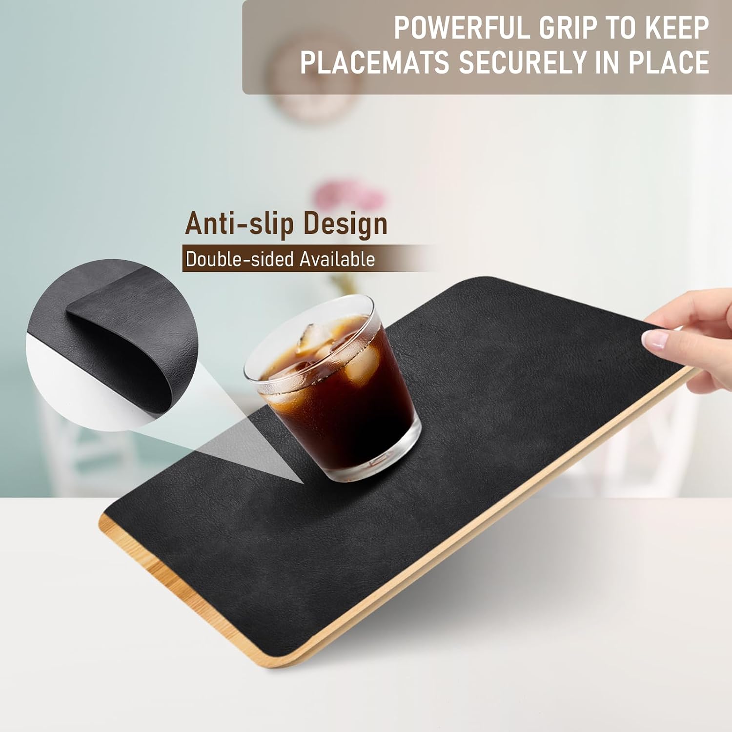 UnivoColors Placemats,Heat Resistant Placemats Set of 8 Washable 12 x 17 Inch,Waterproof Table Mats,Wipeable Pu Place
